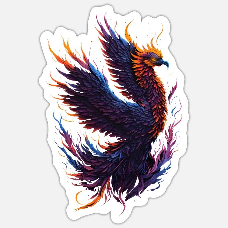 Mythical Phoenix Bird with Flames - Sticker size S (10 x 10 cm) - white matte