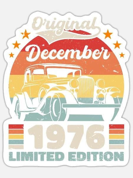 Dezember 1976 Geburtstagsgeschenk Dezember 1976 - Sticker Größe S (10 x 10 cm) - Mattweiß