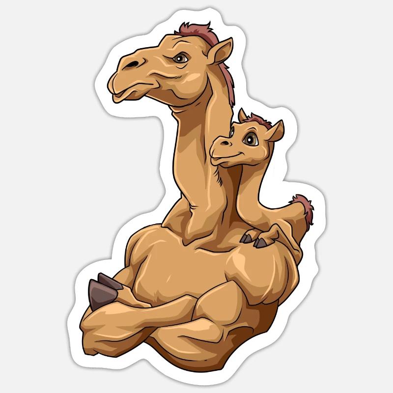 Starkes Kamel mit Kamel Kind für einen Kamel Sticker Größe S (10 x 10 cm)