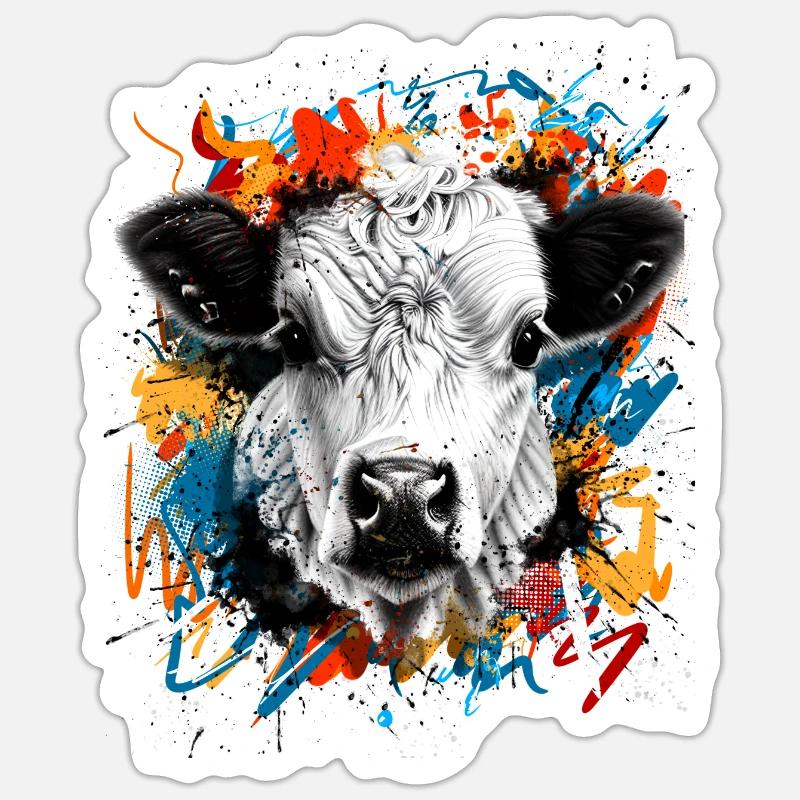 Kuh - Sticker Größe S (10 x 10 cm) - Mattweiß
