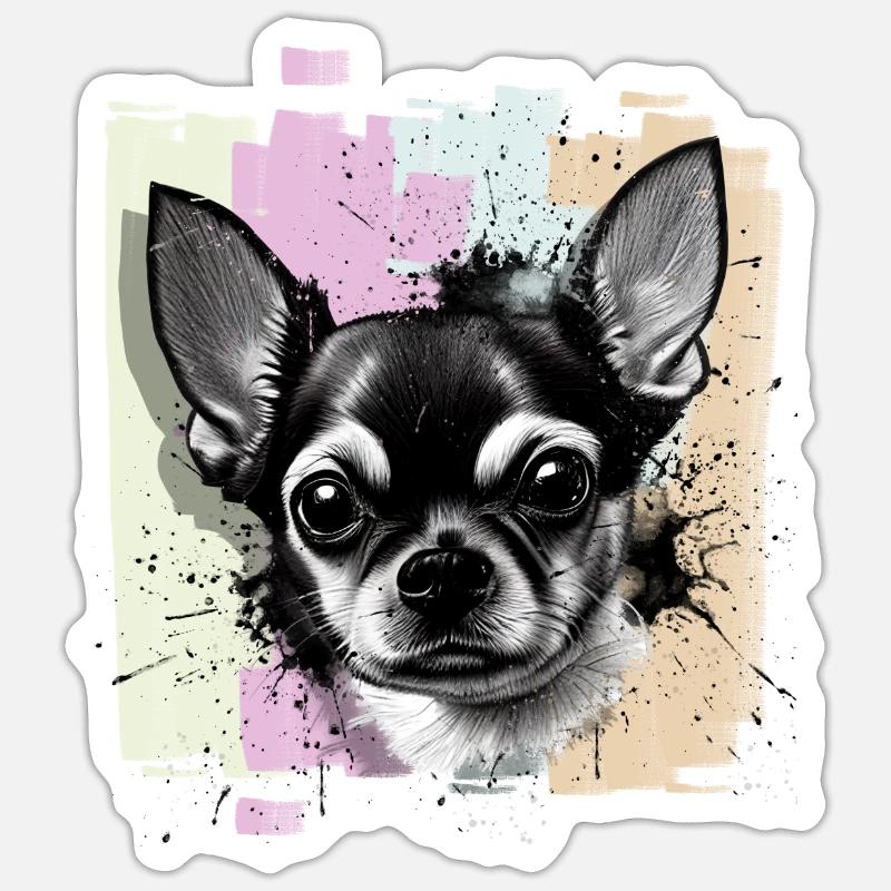 Chihuahua - Sticker taille S (10 x 10 cm) - blanc mat