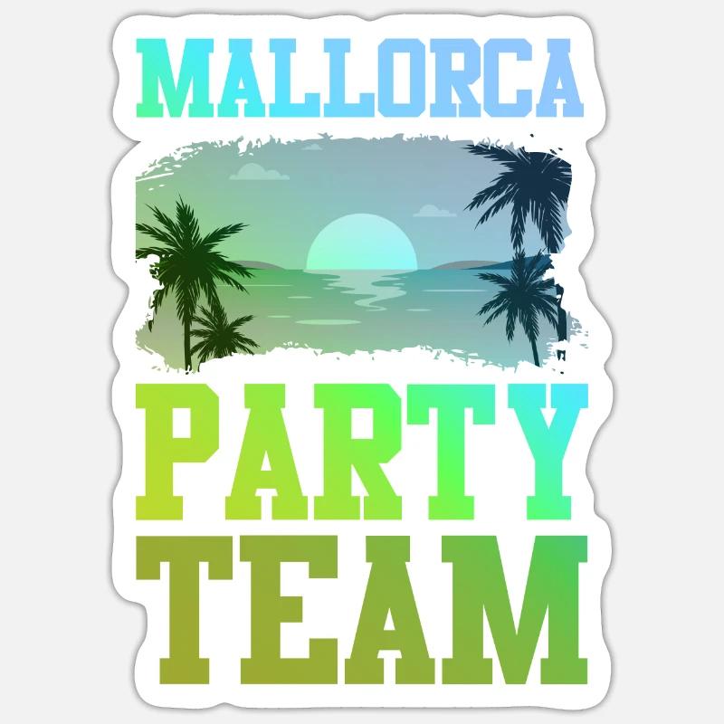 Majorque Party Team - Sticker taille S (10 x 10 cm) - blanc mat