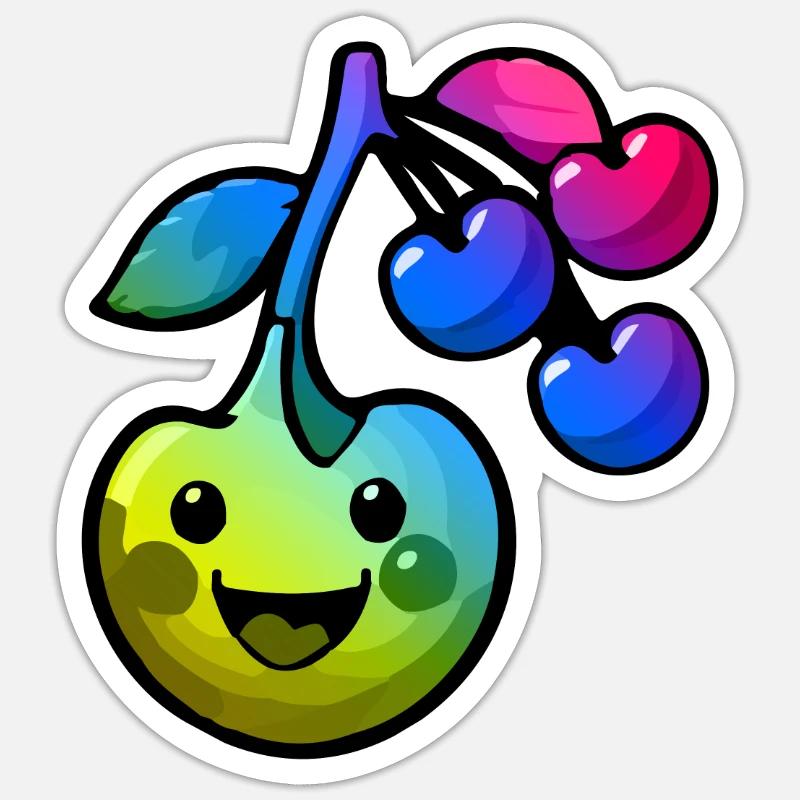 Kirsche Comic Bunt Sticker Größe S (10 x 10 cm)