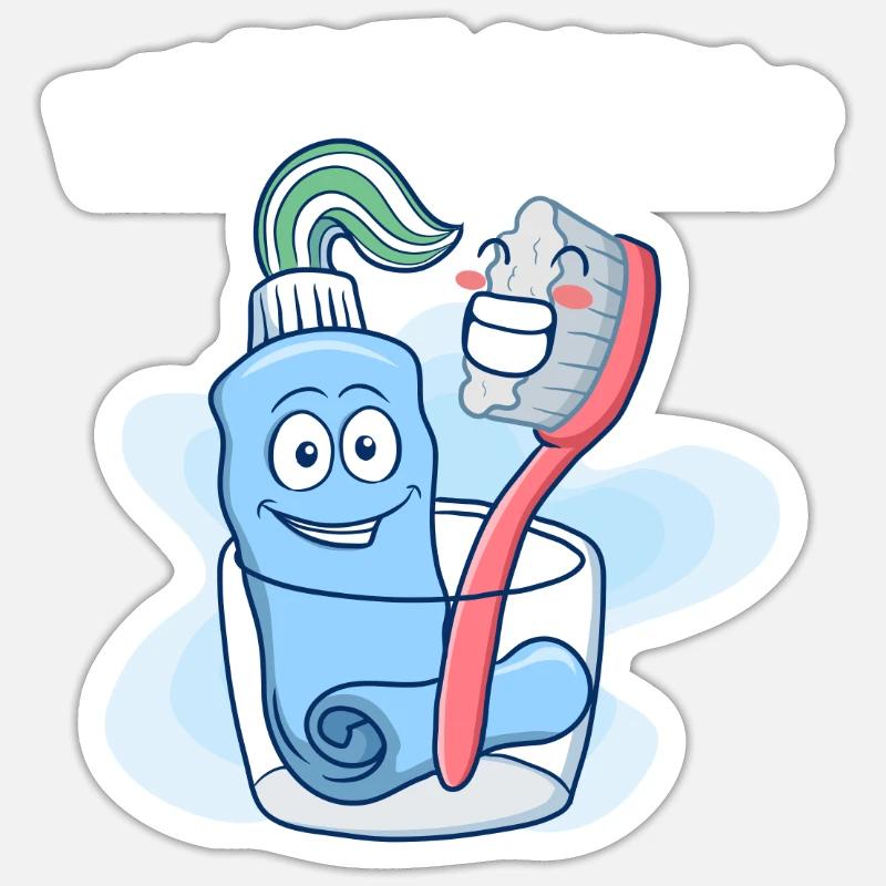 Pair Toothbrush Toothpaste Sweet Sticker size S (10 x 10 cm)