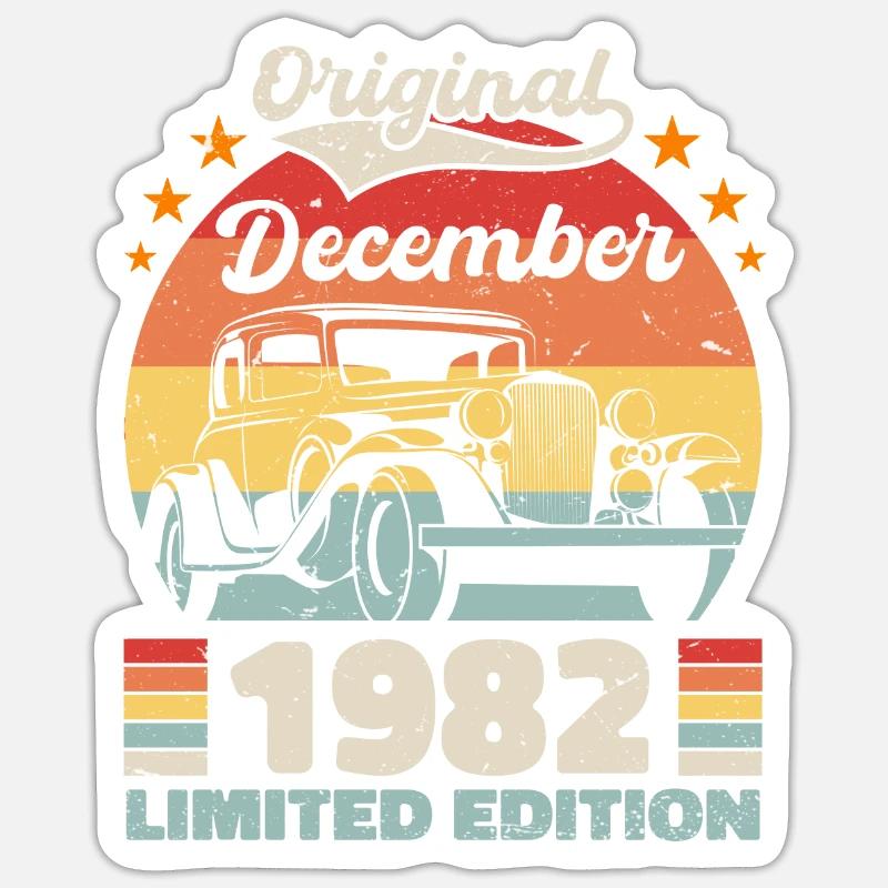 Dezember 1982 Geburtstagsgeschenk Dezember 1982 - Sticker Größe S (10 x 10 cm) - Mattweiß