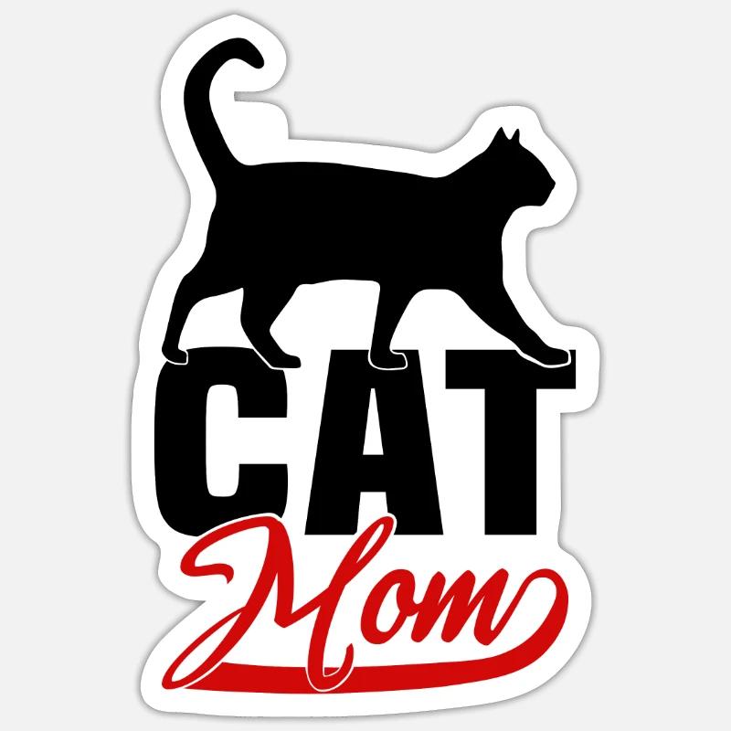 Maman chat - Sticker taille S (10 x 10 cm) - blanc mat