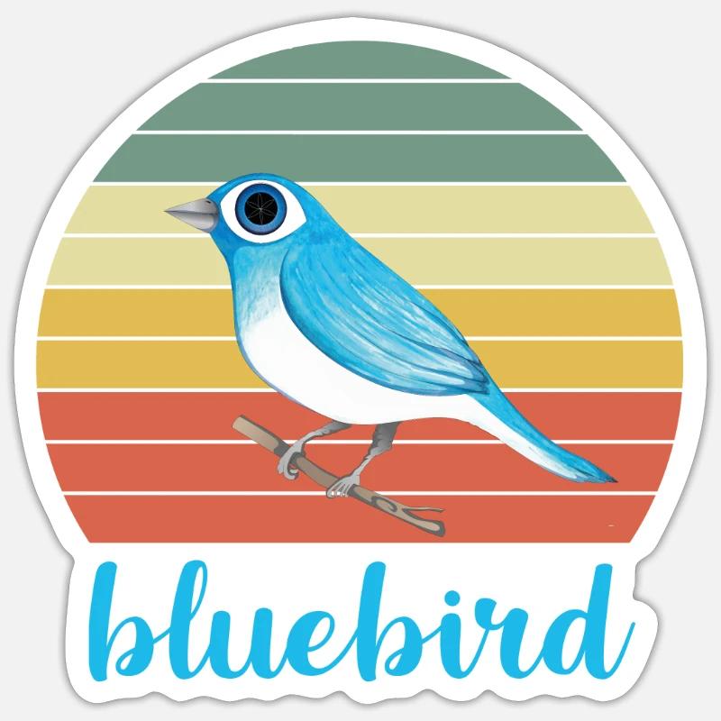 Bluebird - Sticker taille S (10 x 10 cm) - blanc mat