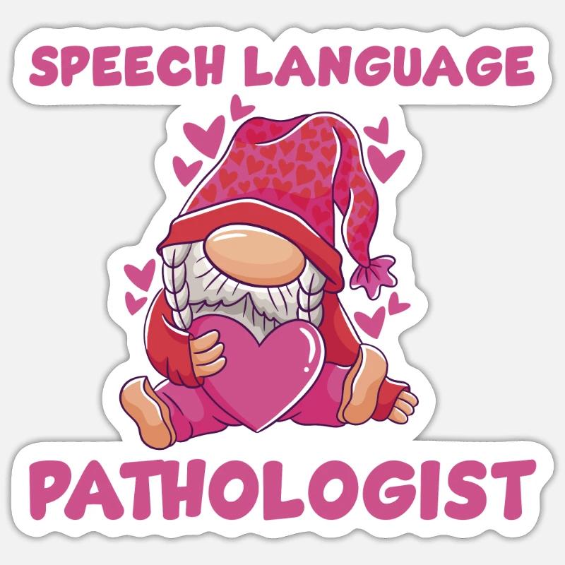 Cute speech pathologist gnome - Sticker size S (10 x 10 cm) - white matte