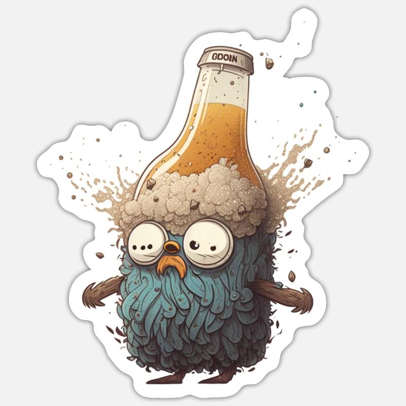 Lustiges Bier Männchen mit Bart Sticker Größe S (10 x 10 cm)