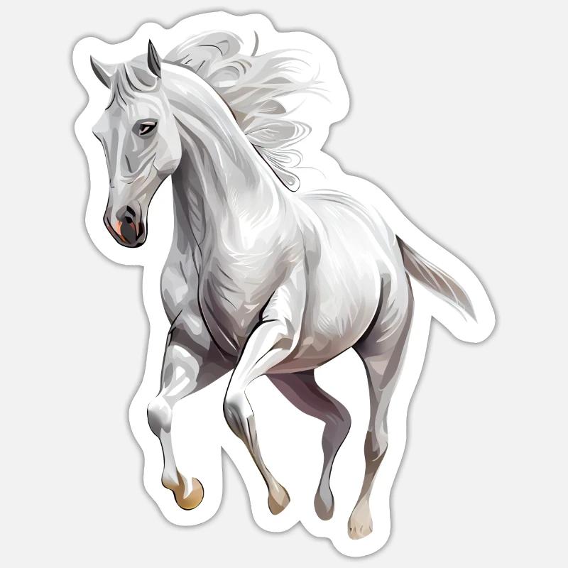 Weißes Pferd - Sticker Größe S (10 x 10 cm) - Mattweiß