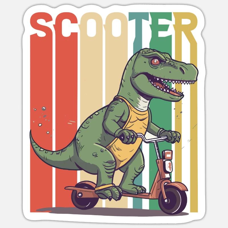 Scootering T Rex - Sticker taille S (10 x 10 cm) - blanc mat