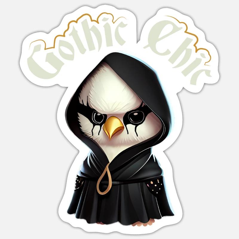 Gothic Chic Emo Chicken, Funny Death Metal Goth - Sticker Größe S (10 x 10 cm) - Mattweiß