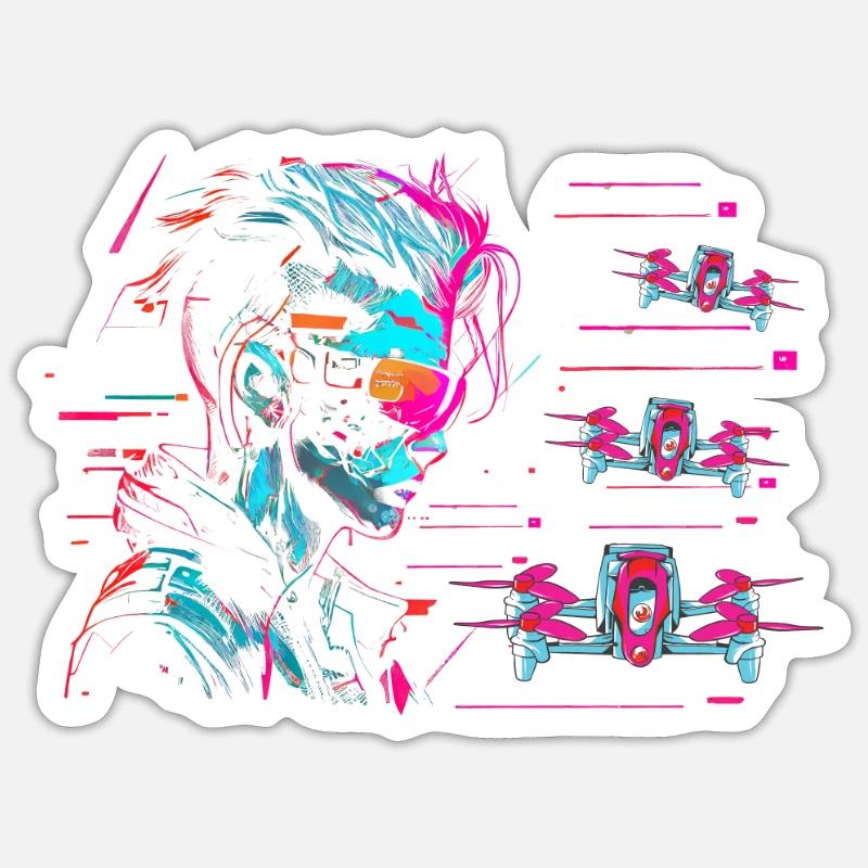 Drone Pilot Drone Quadcopter Drones - Sticker size S (10 x 10 cm) - white matte