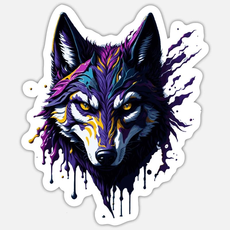 Kunst Pop Art Wolf - Sticker Größe S (10 x 10 cm) - Mattweiß