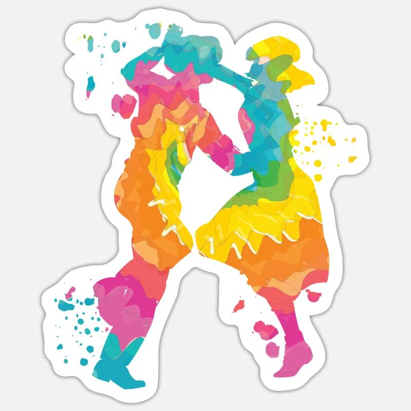 Danse Swing 60s Boogie Woogie - Sticker taille S (10 x 10 cm) - blanc mat
