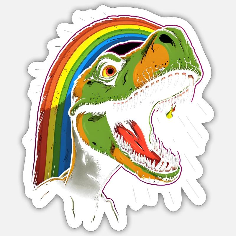 Regenbogen Tyrannosaurus Sticker Größe S (10 x 10 cm)