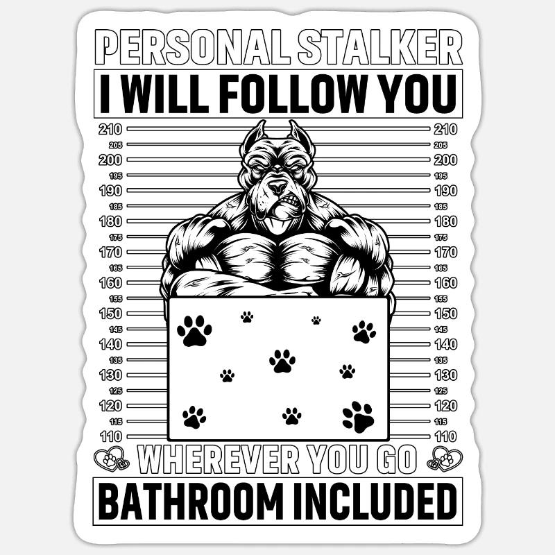 Pitbull Personal Stalker - Sticker taille S (10 x 10 cm) - blanc mat