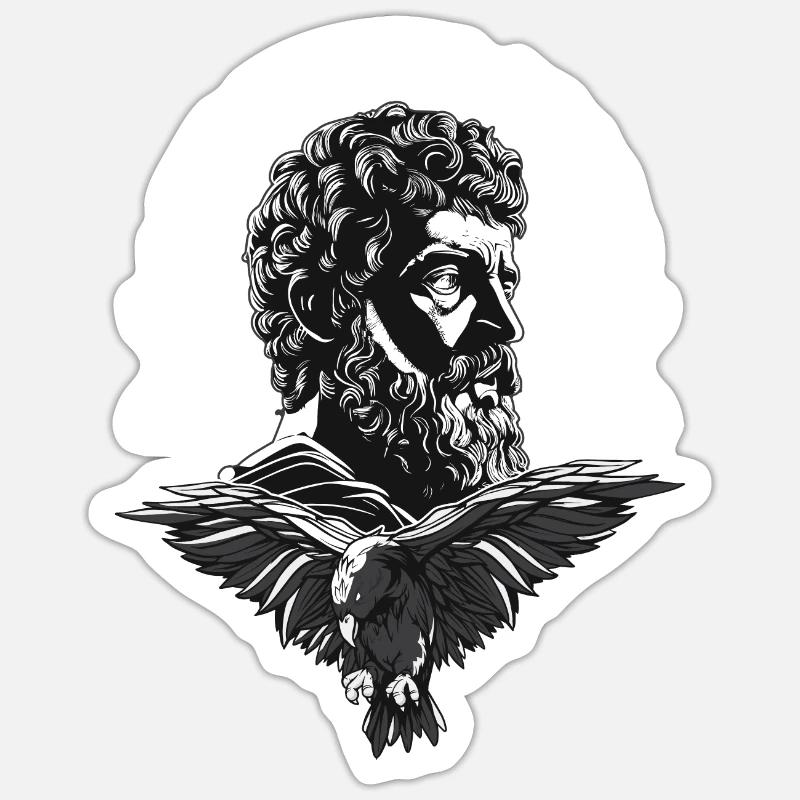 Memento Mori Marc-Aurèle Philosophe stoïcien Anc - Sticker taille S (10 x 10 cm) - blanc mat