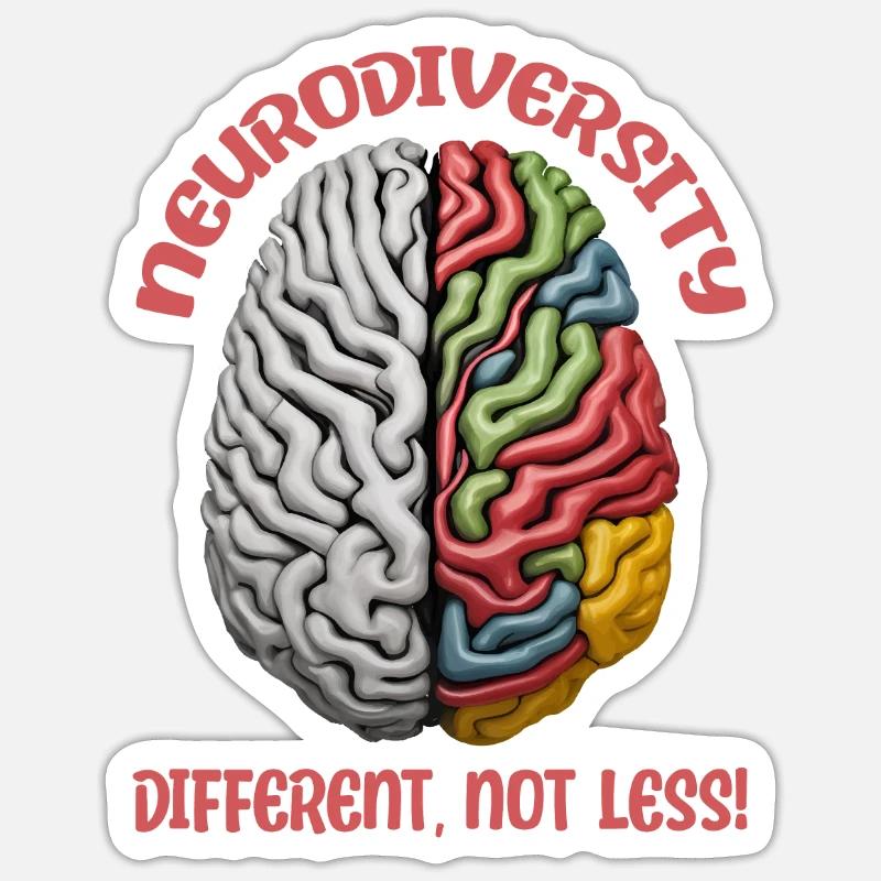"Different, Not Less" Neurodiversity - Sticker size S (10 x 10 cm) - white matte