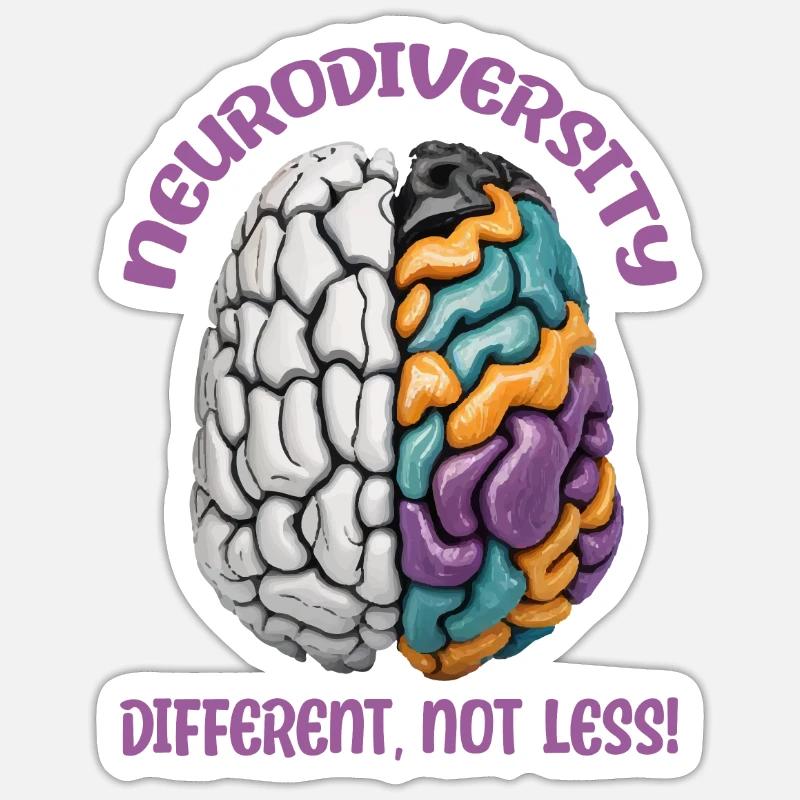 "Different, Not Less" Neurodiversity - Sticker size S (10 x 10 cm) - white matte