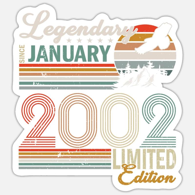 Janvier 2002 né - Sticker taille S (10 x 10 cm) - blanc mat