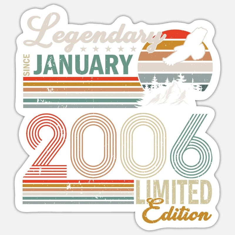 Janvier 2006 né - Sticker taille S (10 x 10 cm) - blanc mat