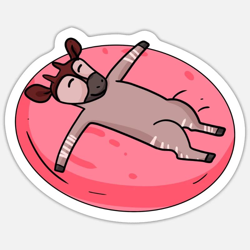 Schlafendes Okapi Waldgiraffe Sticker Größe S (10 x 10 cm)
