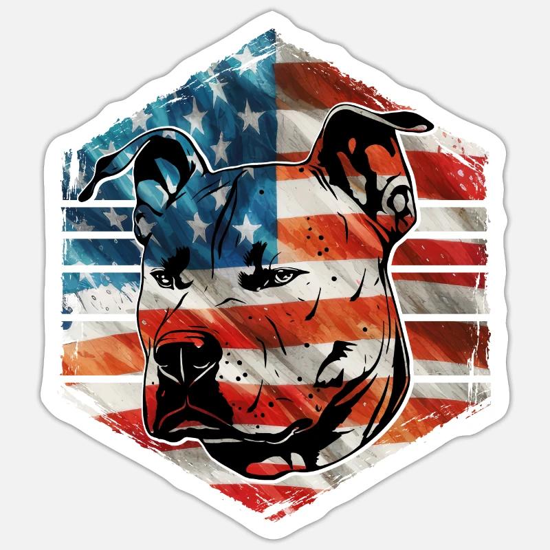 Pitbull États-Unis - Sticker taille S (10 x 10 cm) - blanc mat