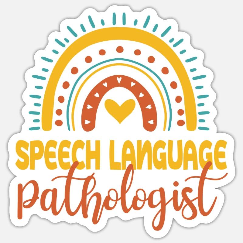 Niedlicher Logopäde Regenbogen - Sticker Größe S (10 x 10 cm) - Mattweiß