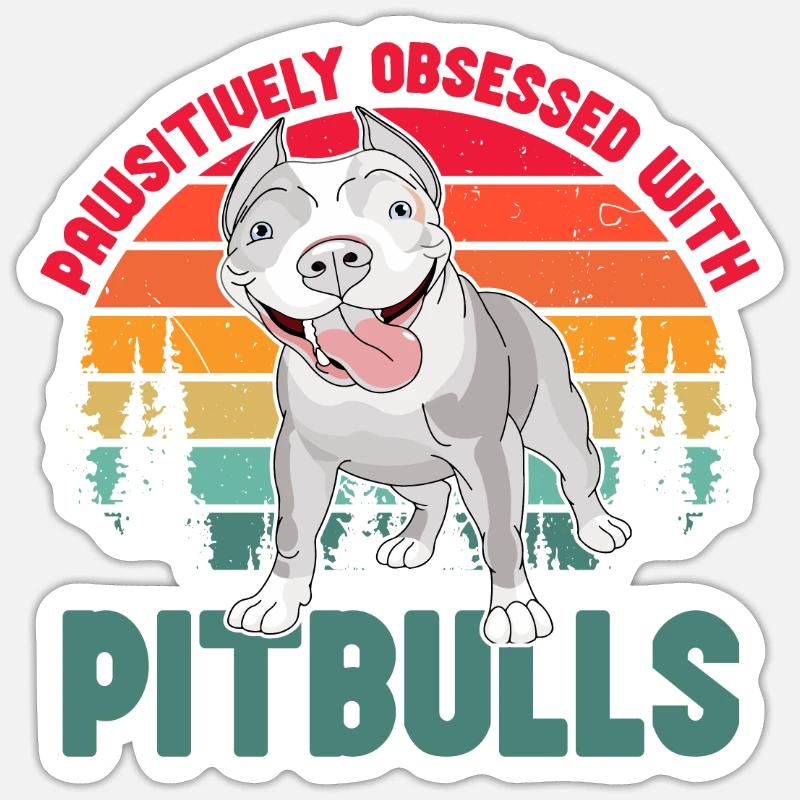 Pawsitivley obsédé par les pitbulls Sticker taille S (10 x 10 cm)
