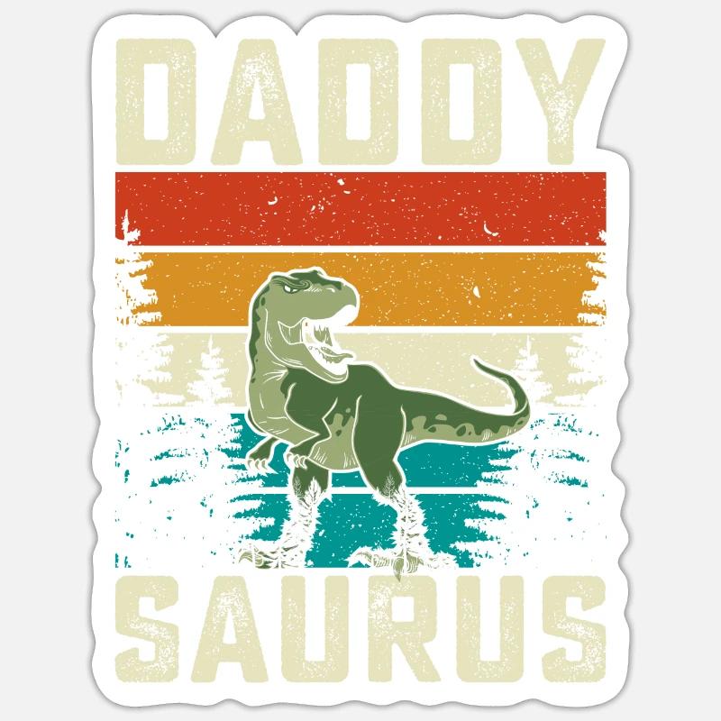 Daddy Saurus Regenbogen Hintergrund Dino Sticker Größe S (10 x 10 cm)