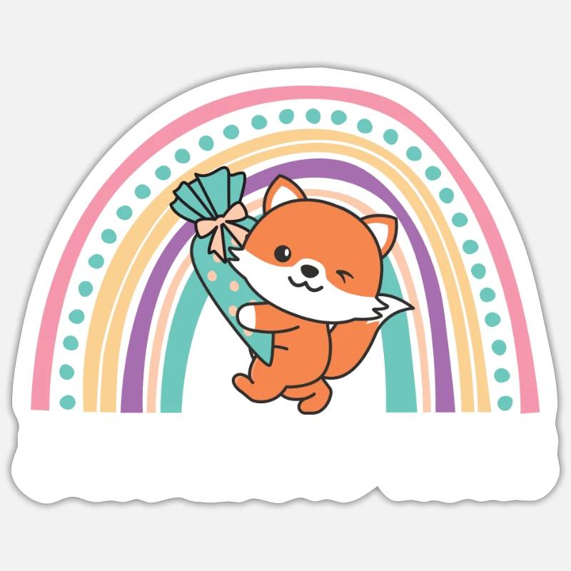 Schulkind 2023 Einschulung Fuchs Schule - Sticker Größe S (10 x 10 cm) - Mattweiß