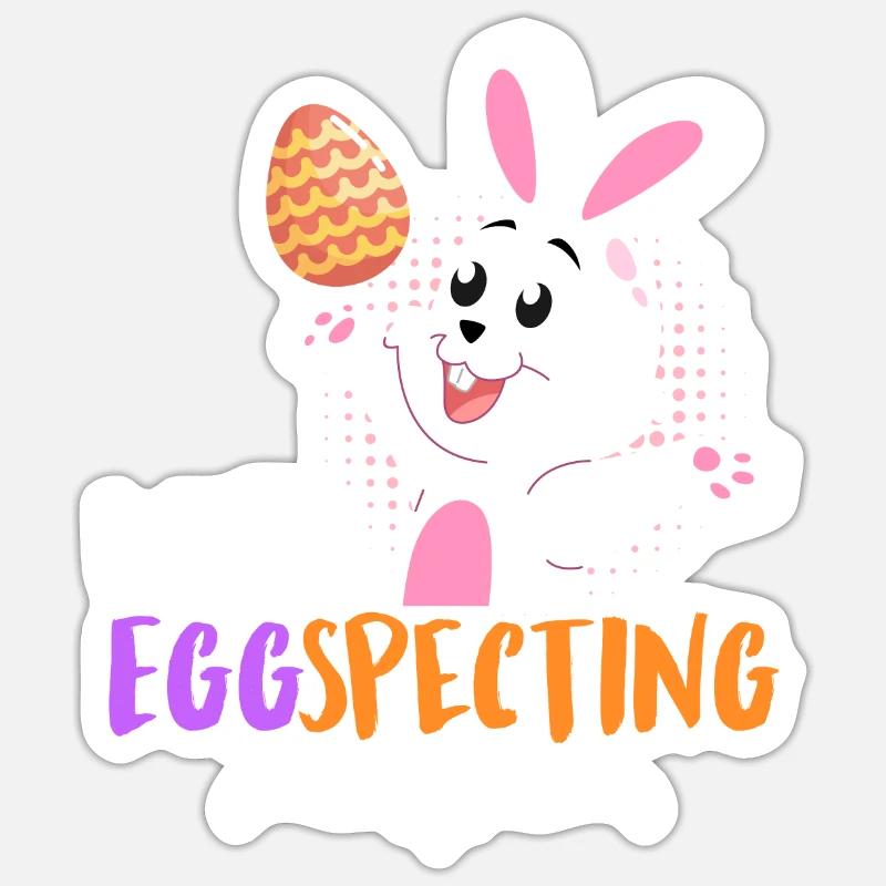 Egg-Specting Easter Bunny Easter Eggs Easter - Sticker size S (10 x 10 cm) - white matte