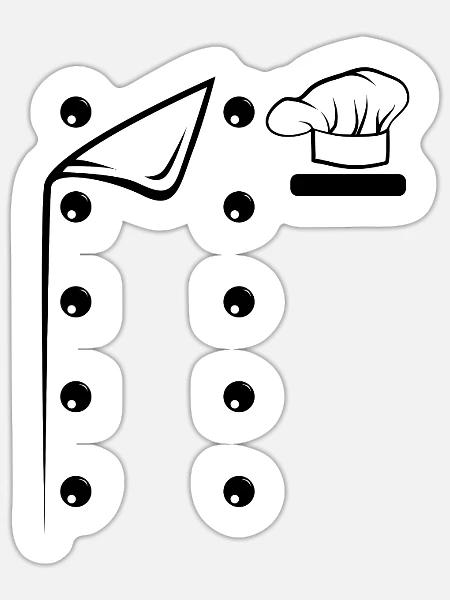 Chef Costume Culinary Chef Restaurant Chef - Sticker Größe S (10 x 10 cm) - Mattweiß
