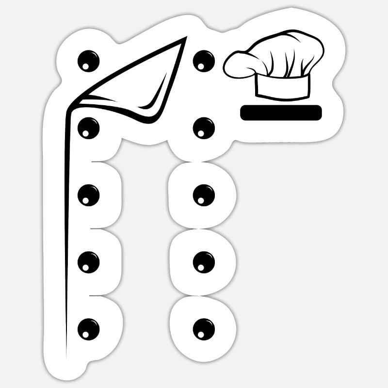 Chef Costume Culinary Chef Restaurant Chef - Sticker Größe S (10 x 10 cm) - Mattweiß