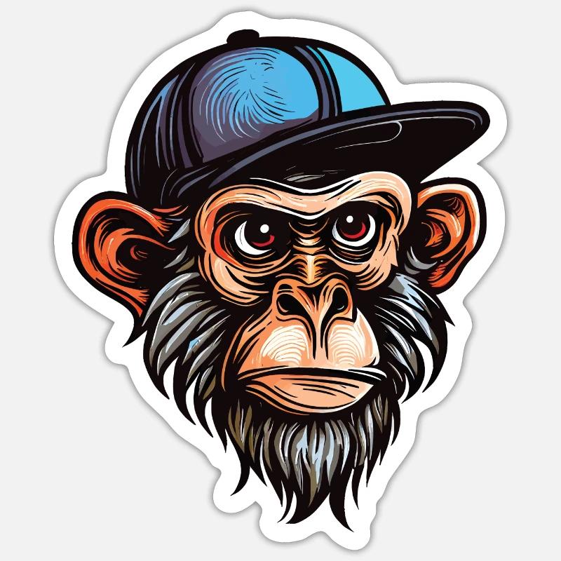 Funny Monkey - Sticker size S (10 x 10 cm) - white matte