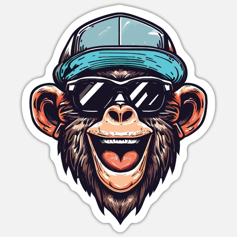 Funny Monkey - Sticker size S (10 x 10 cm) - white matte