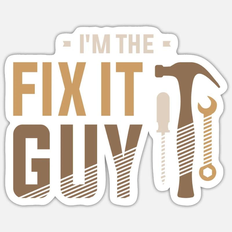 Je suis le gars de la réparation - Le fixologue bricoleur - Sticker taille S (10 x 10 cm) - blanc mat
