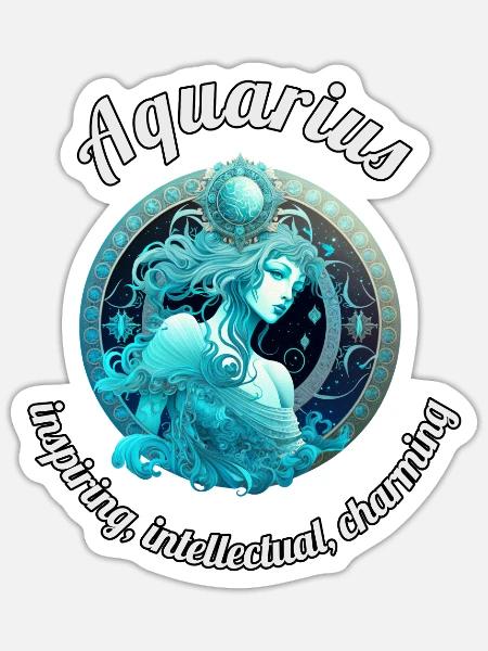 Aquarius Sternzeichen Wassermann Astronomie - Sticker Größe S (10 x 10 cm) - Mattweiß