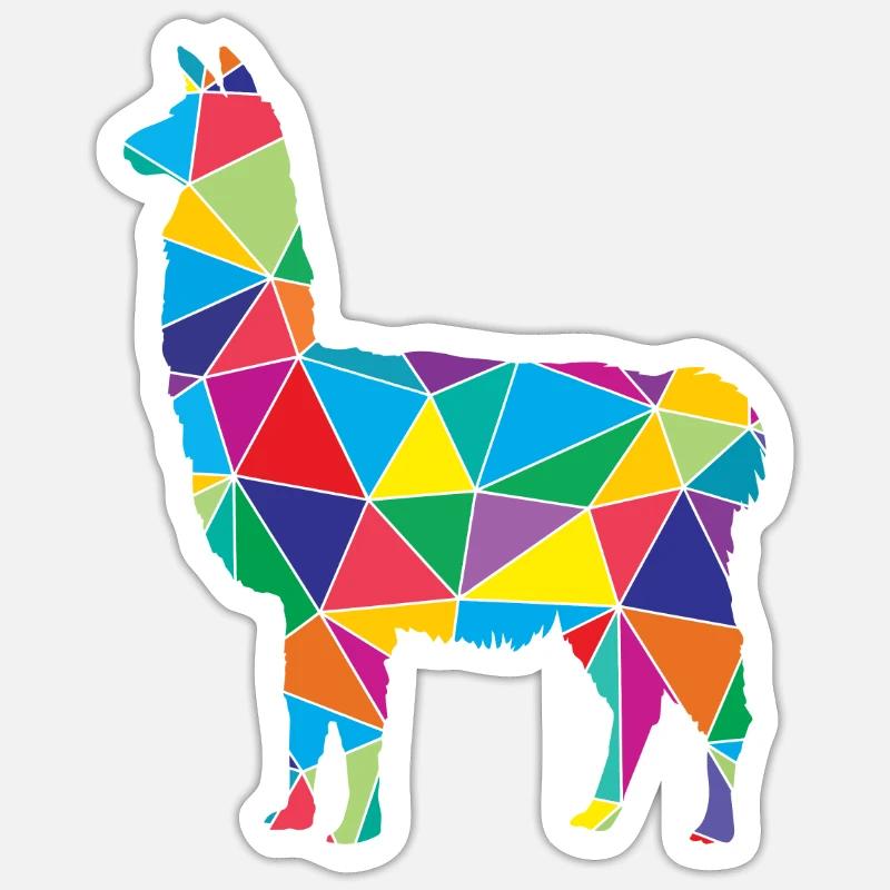 Lama Polygon Low Poly Tier - Sticker Größe S (10 x 10 cm) - Mattweiß