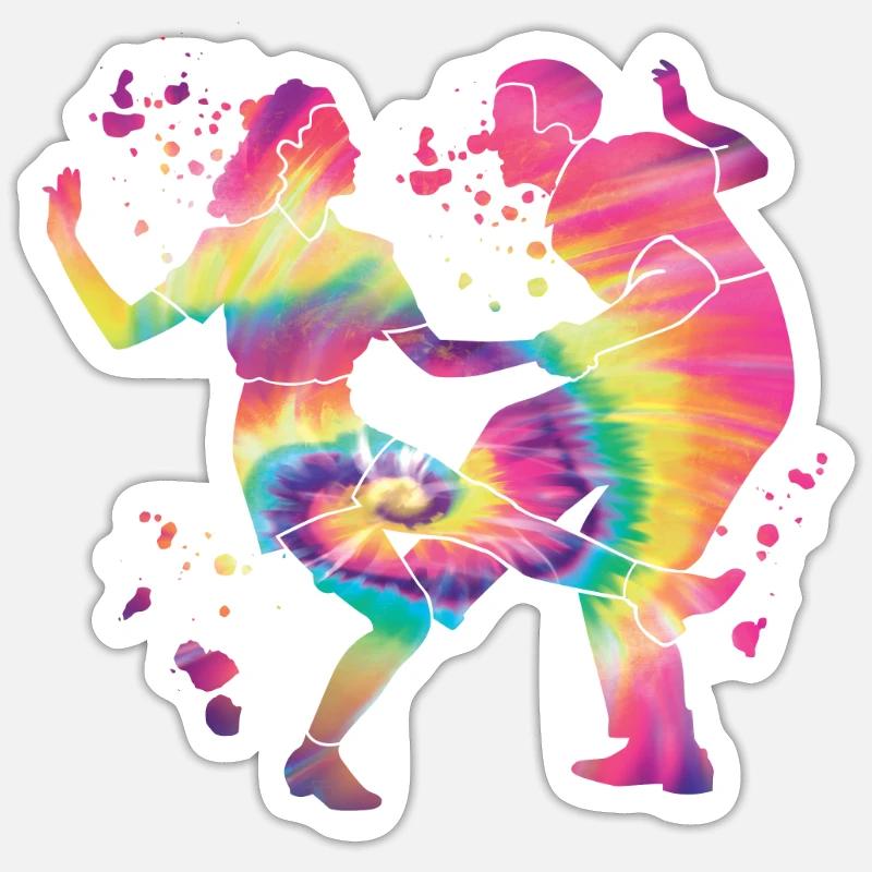 Danse Swing 60s Boogie Woogie - Sticker taille S (10 x 10 cm) - blanc mat