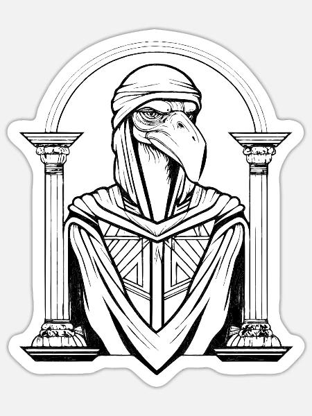 Egyptian God Thoth Ibis Head Ancient Mythology - Sticker Größe S (10 x 10 cm) - Mattweiß