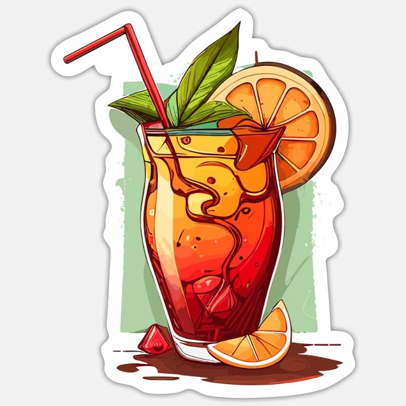 Cocktail - Sticker taille S (10 x 10 cm) - blanc mat