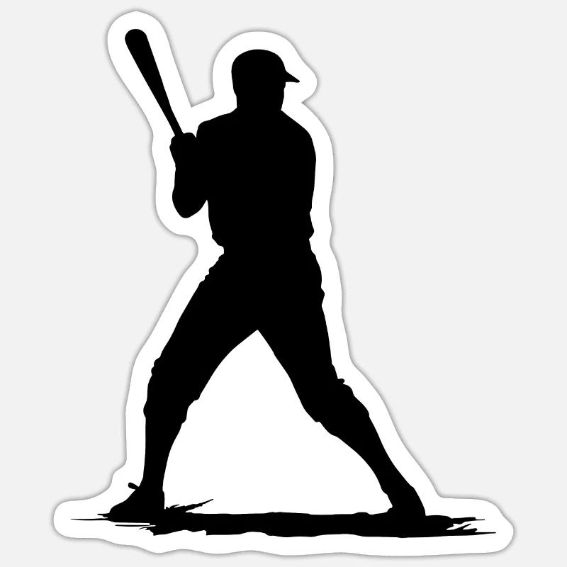 Joueur de baseball avec batte de baseball - Sticker taille S (10 x 10 cm) - blanc mat
