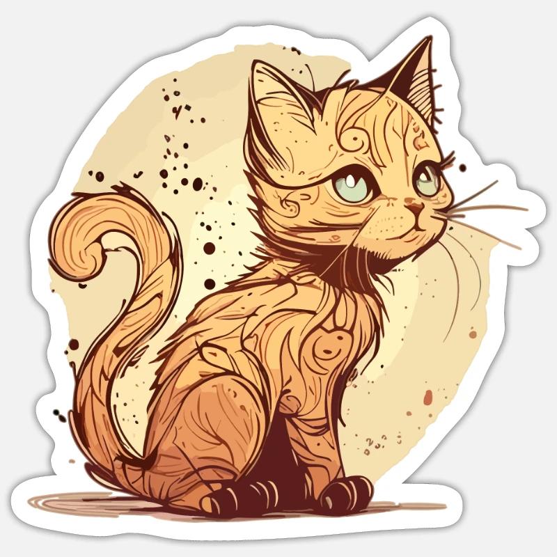 Katze im comic style - Sticker Größe S (10 x 10 cm) - Mattweiß