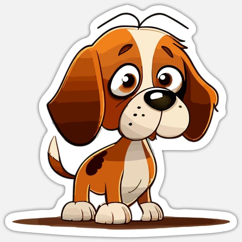 Hund im comic style - Sticker Größe S (10 x 10 cm) - Mattweiß