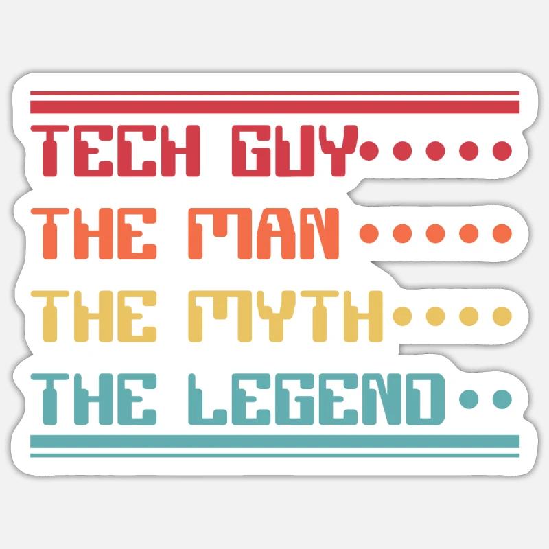 Tech Guy Man Myth Legend IT-Betrieb Admin Sticker Größe S (10 x 10 cm)