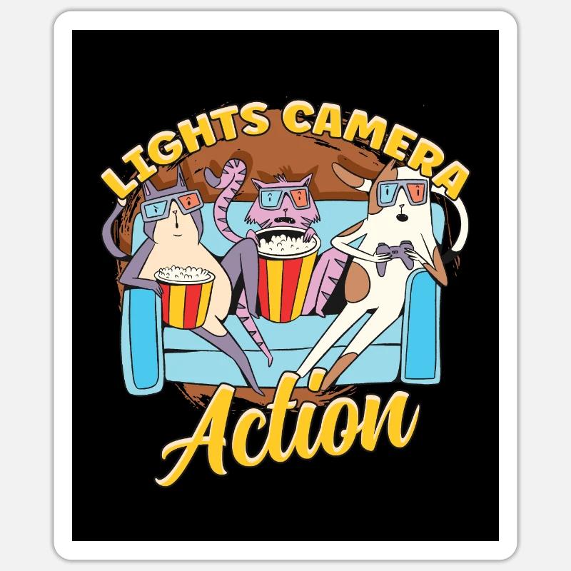 Ligts Camera Action - Sticker Größe S (10 x 10 cm) - Mattweiß