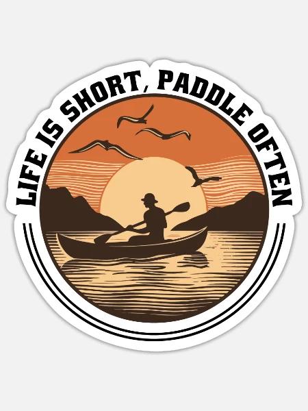 Kanu Canadier-Canoe Kajak Paddle-Life - Sticker Größe S (10 x 10 cm) - Mattweiß