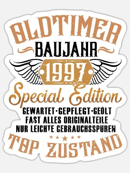 26. GEBURTSTAG OLDTIMER 1997 - Sticker Größe S (10 x 10 cm) - Mattweiß